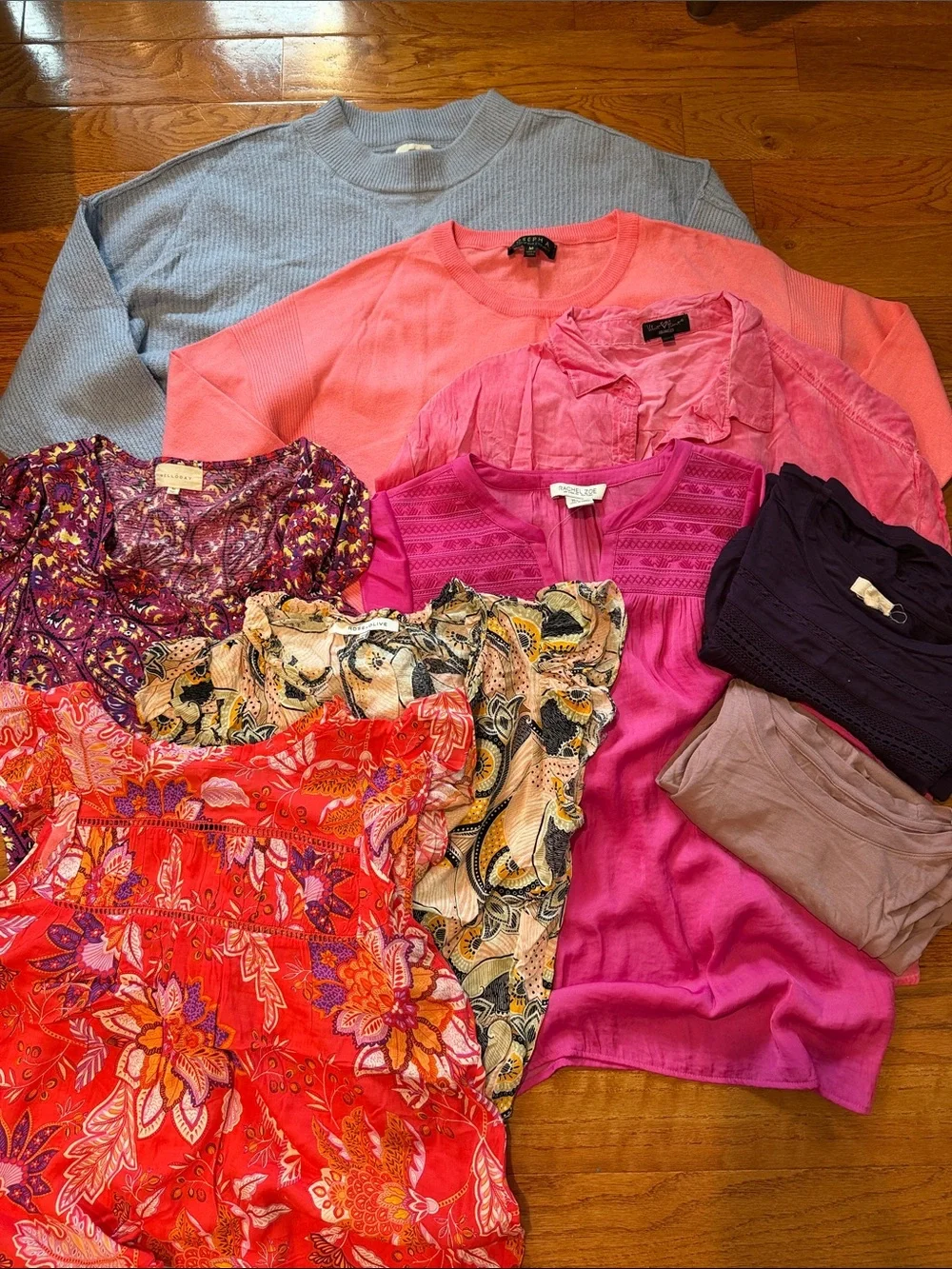 Mixed Women’s Tops Bundle of 9 pieces — Pink, Coral, Fuchsia, Purple, Blue